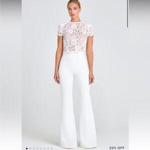 NADINE MERABI Elegant White Lace Jumpsuit